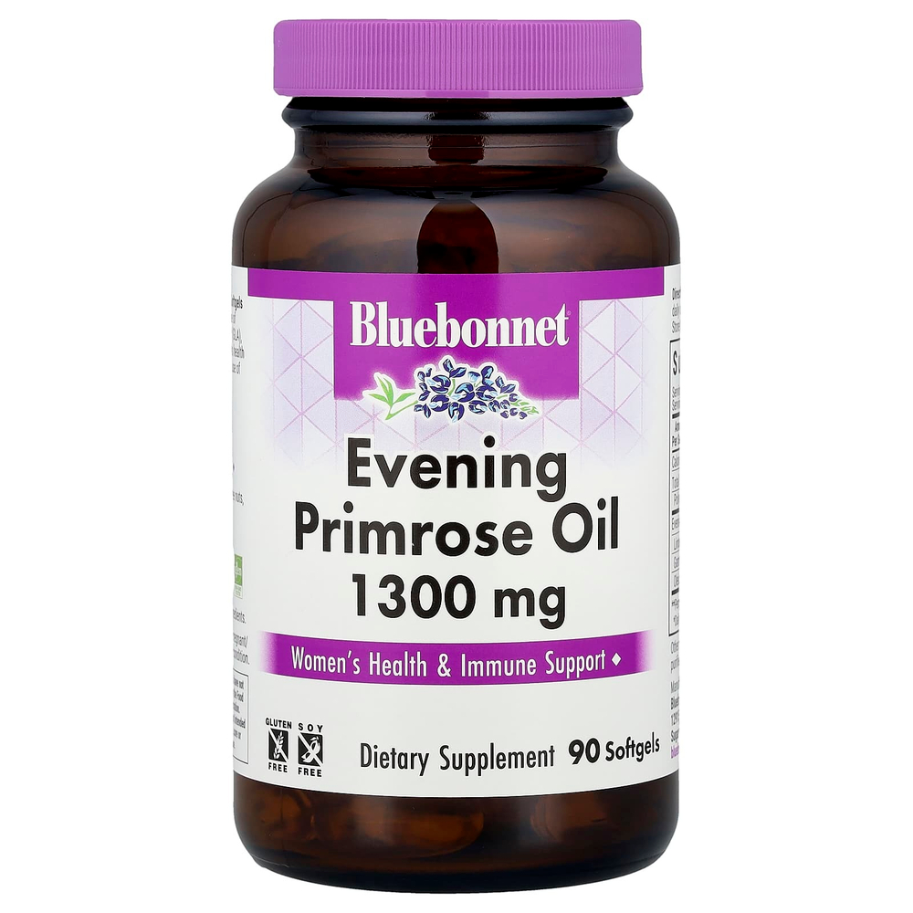 Bluebonnet Nutrition, масло примулы вечерней, 1300 мг, 90 мягких желатиновых капсул