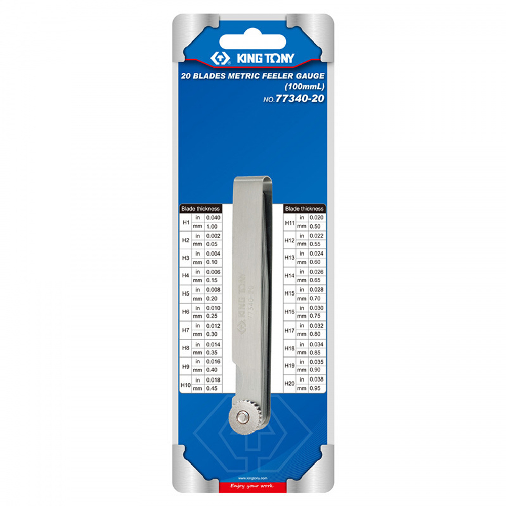 KING TONY (77340-20) Набор щупов для проверки зазоров, 0.05-1 мм, 20 предметов