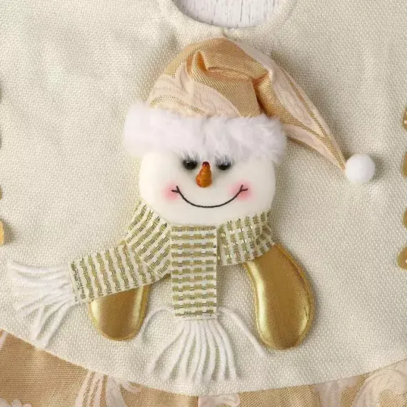 Покрывало под ёлку Снеговик и ёлочки d-57 см., бело-золотой, Зимнее Волшебство (4323075)