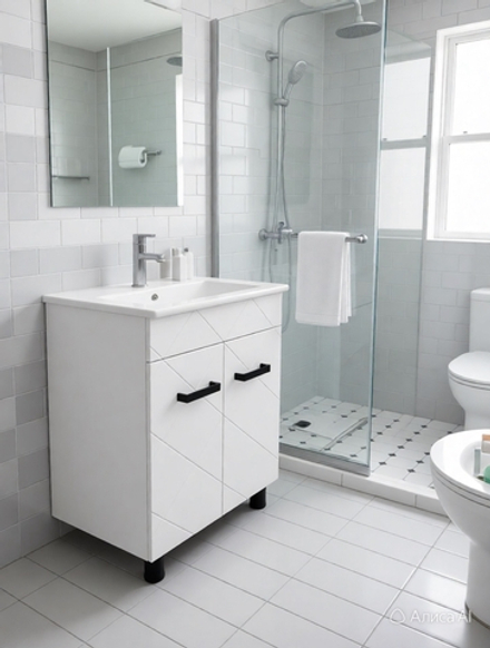 Тумба Куба 60 в комплекте с раковиной Элина, цвет Графит+белый