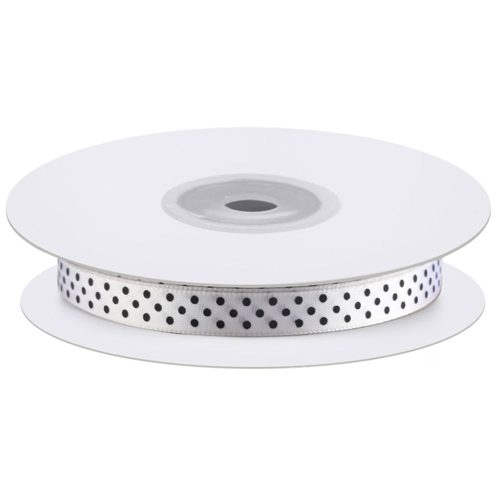 Лента 1см*25Y В ГОРОШЕК БЕЛЫЙ