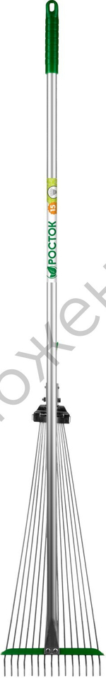 POCTOK РВ-15, 170-570 мм, длина 1180 мм, стальная рабочая часть, алюминиевый черенок, регулируемые веерные грабли (39640)