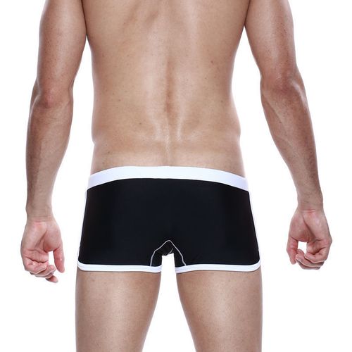 Мужские плавки боксеры  черные  с белым поясом Seobean Surf Swim Boxers