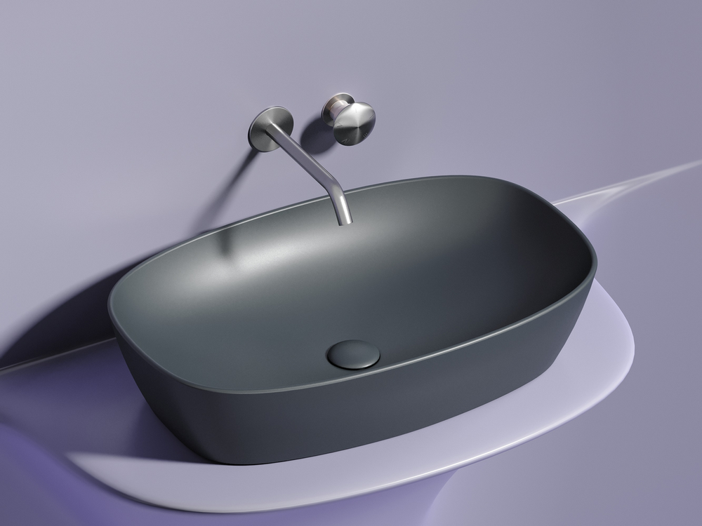 Умывальник чаша накладная овальная (цвет Темный Антрацит Матовый) Element 610x385x140мм