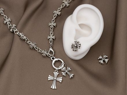 Серьги-гвоздики "Крест.Chrome Hearts"," 11,5мм