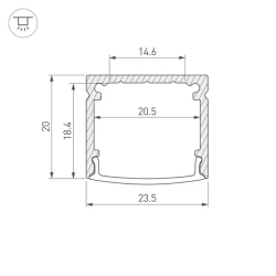 Профиль WIDE-H20-2000 ANOD (Arlight, Алюминий) 055756