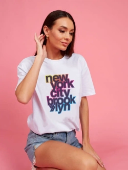 Футболка бруклин нью йорк женская с принтом белая
