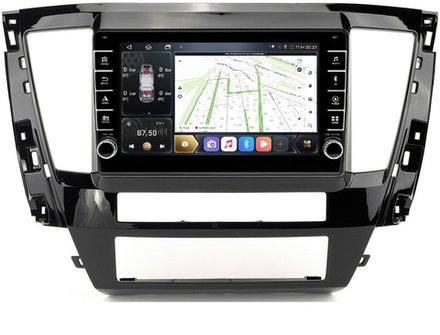 Магнитола для Mitsubishi Pajero Sport 3 2020-2024, Montero Sport (прямоугольный климат, рамка 9) - Carmedia EW-9638-2 (кнопки и крутилки), Android 12, TS10, CarPlay, 4G SIM-слот