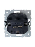 BRITE Розетка 1-местная с заземлением с защитными шторками 16А с USB A+A 5В 2,1А РЮш10-1-БрШ шампань IEK