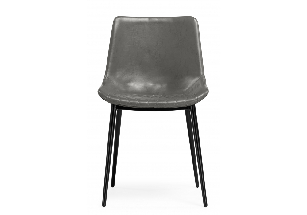 Стул на металлокаркасе Woodville Алеида серая экокожа, черный глянец, ножки черные