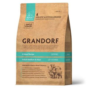 Уценка! Срок 30.08.26/ Сухой корм Grandorf DOG 4 Meat PROBIOTIC MED&MAXI для взрослых собак средних и крупных пород, 4 мяса с пробиотиками