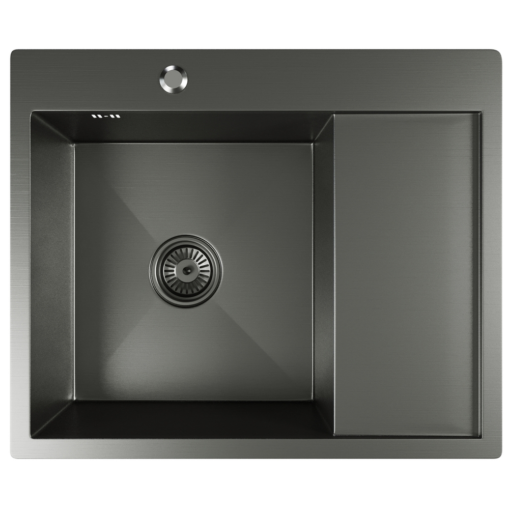 Мойка настол.монтаж 60х50 (3,0) лев. вып 3 1/2  MIXLINE PRO С ФАСКОЙ 20см с сифоном (черный графит)