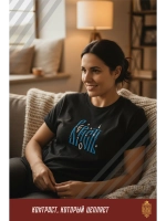 Футболка с вышивкой черная оверсайз Верность