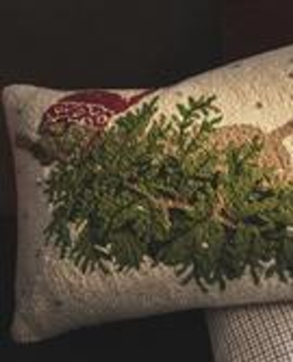 ZARA HOME РОЖДЕСТВЕНСКИЙ ЧЕХОЛ НА ПОДУШКУ С ВЫШИВКОЙ, ЭКРЮ