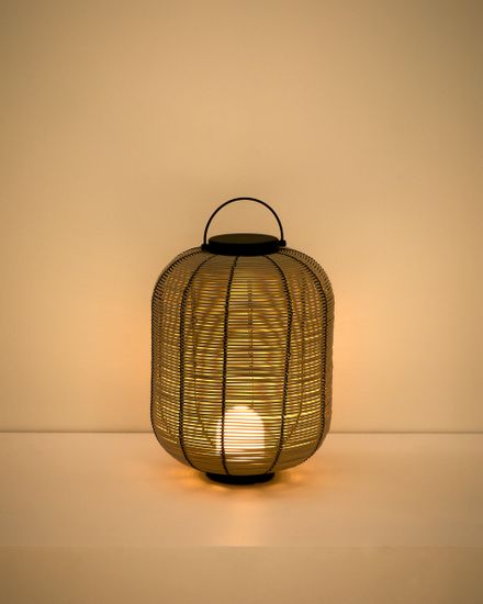 Портативная светодиодная настольная лампа Saranella из светло-серого искусственного ротанга