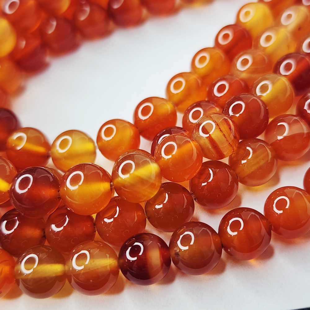 Сердолик, бусина шар, размер 8мм, цена за нить 19 см