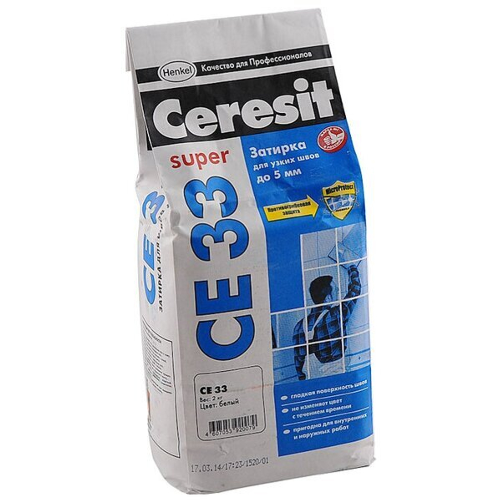 Затирка белая Ceresit CE 33. 2 кг.