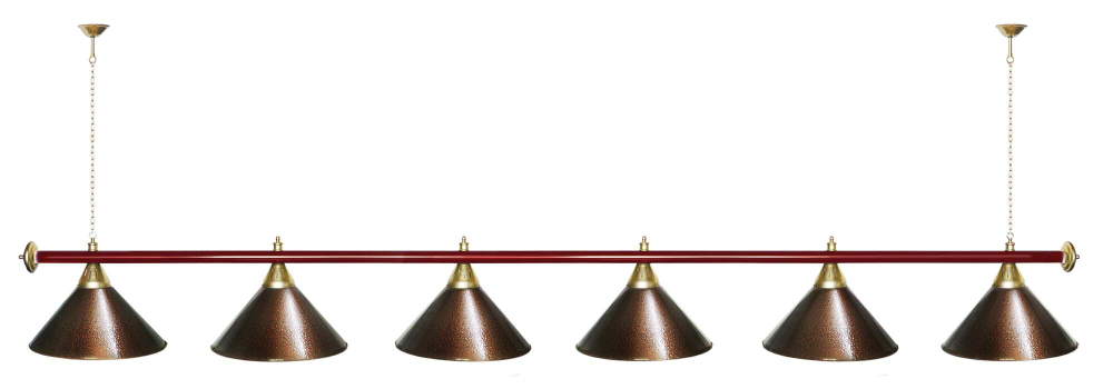 Лампа STARTBILLIARDS 6 пл. (плафоны зеленые,штанга золотая,фурнитура золото)