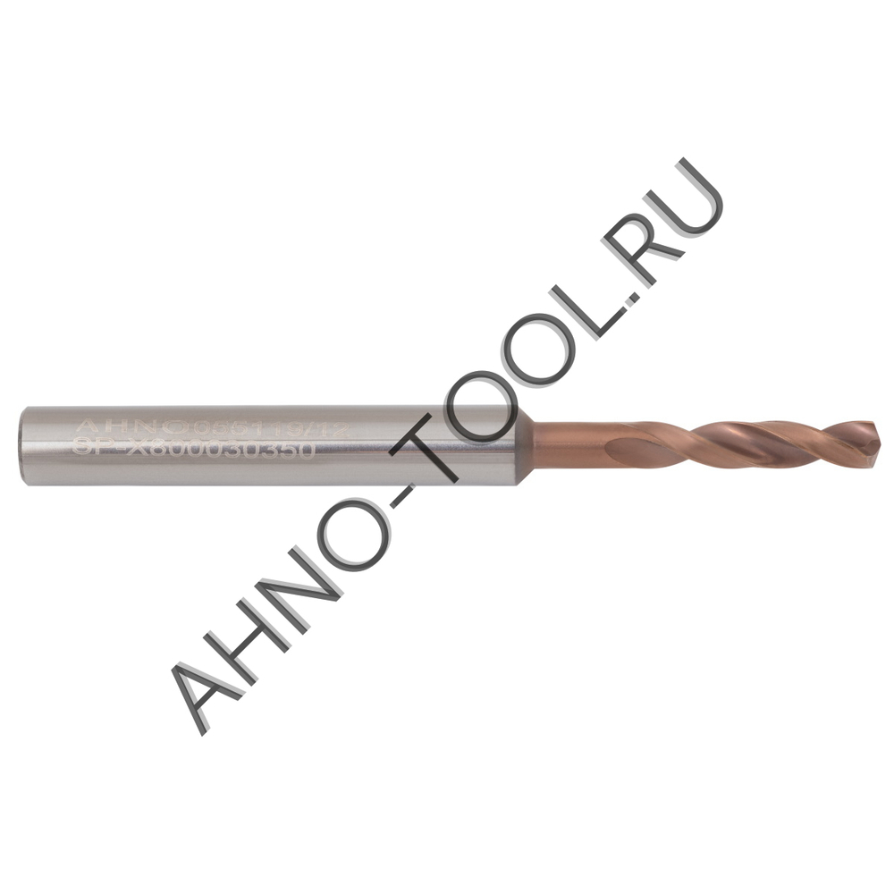 Сверло  3.5мм  твердосплавное 3D без подвода СОЖ. SP-X800030350 VHM AHNO по стали, чугуну, нерж. и ж