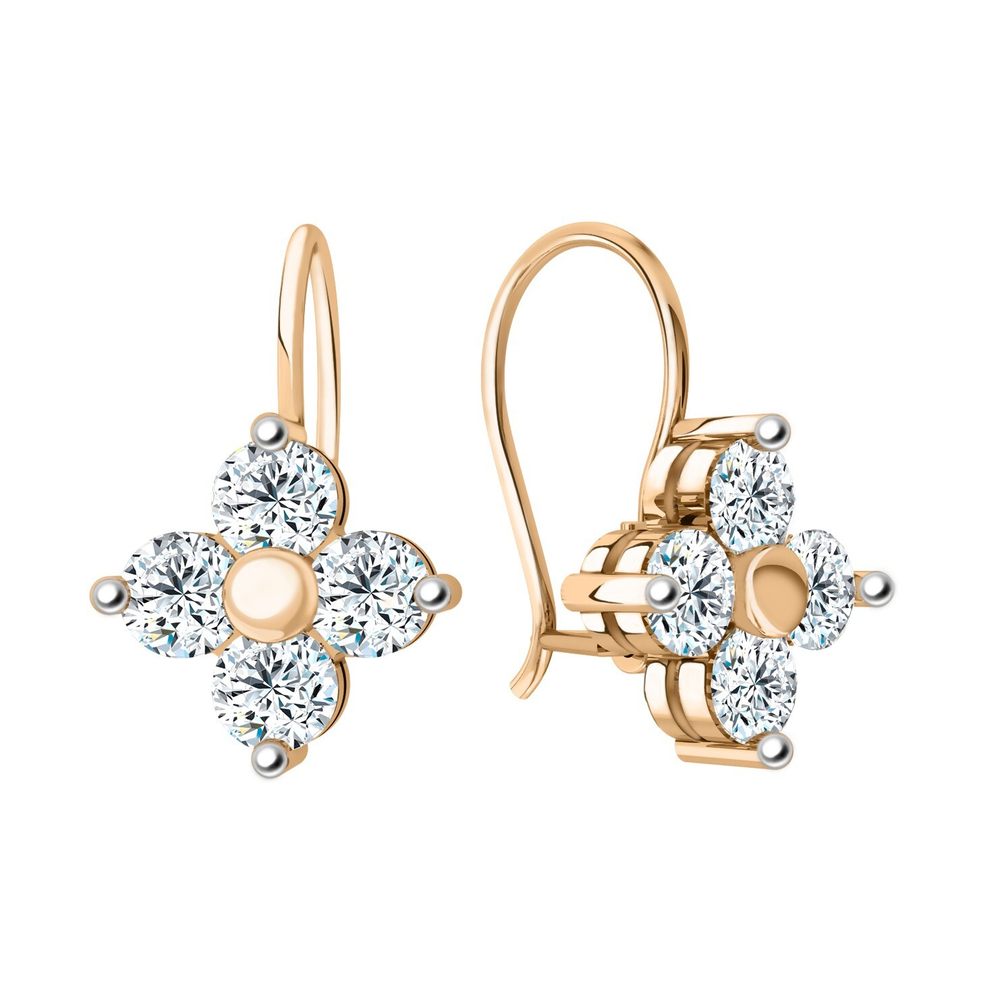 Серьги из золота 585 пробы с Фианит