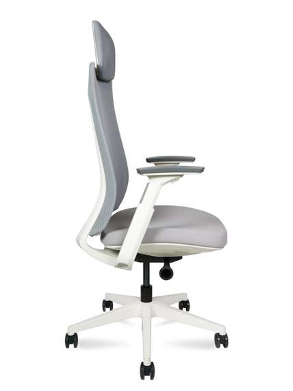 Кресло офисное Норден / Осло / Oslo / серая сетка /серый пластик / база белая