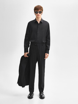 Massimo Dutti Рубашка облегающего кроя из эластичной ткани, черный