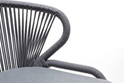 "Милан" стул плетеный из роупа, каркас алюминий белый муар, роуп светло-серый круглый, ткань светло-серая