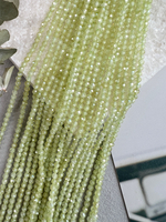Бусины циркона (фианиты) 3 мм, нить 37 см, салатовый