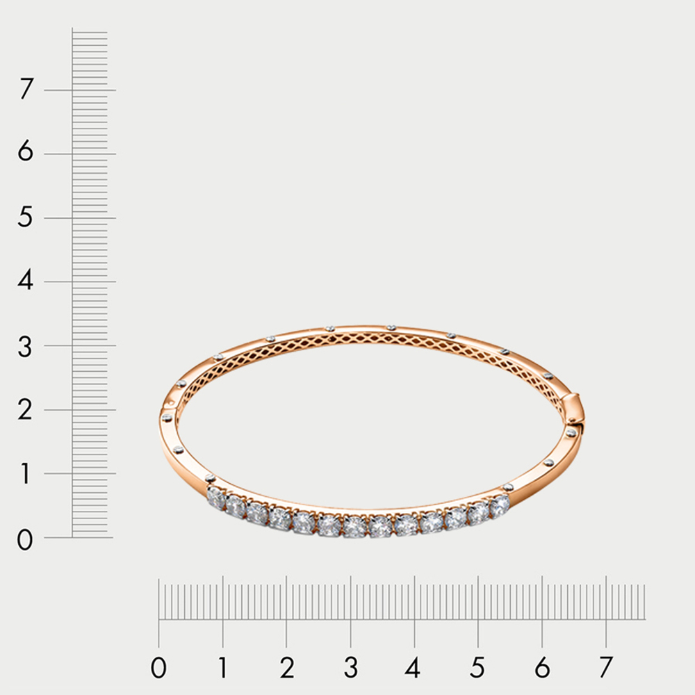 Браслет жесткий из комбинированного золота 585 пробы с фианитами для женщин (арт. дф7701533р)