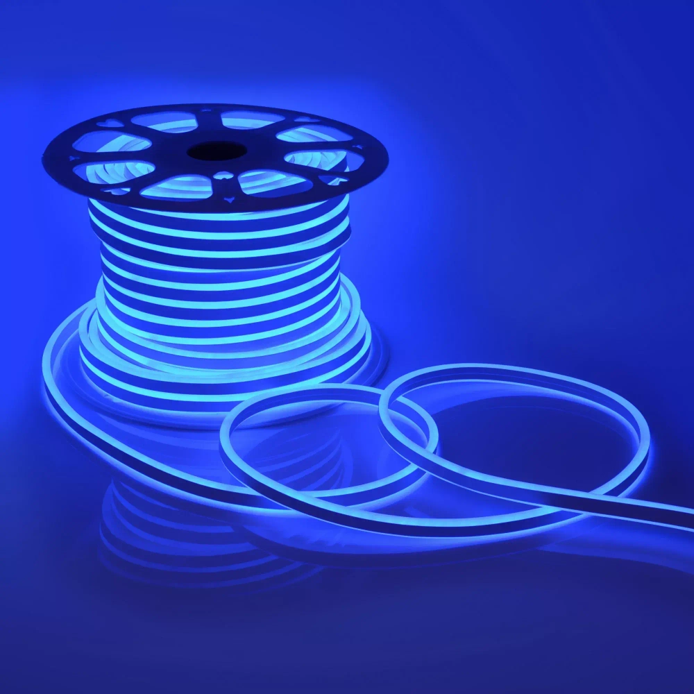 Неон гибкий двухсторонний 16*9 мм., 24V, синие LED лампы 120 шт на 1 м, бухта 50 м, Beauty Led (LCN1