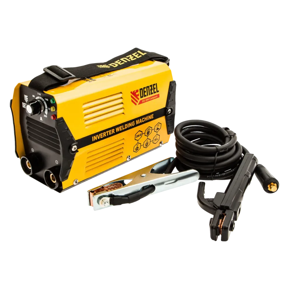 Аппарат инверторный дуговой сварки DS-200 Compact, 200 А, ПВ 70%, диаметр электрода 1.6-5 мм Denzel, 94373