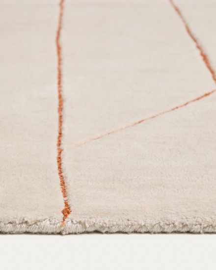 Ковер Delide из синтетического волокна цвета экрю с оранжевым графическим рисунком, 160 x 230 см