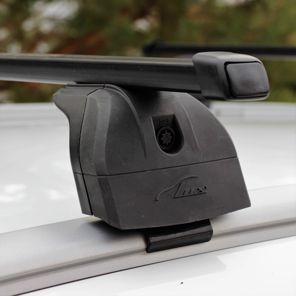 Багажник  "LUX" с дугами 1,2 м прямоугольными в пластике на Ford Explorer V 2017-... с низким рейлингом.