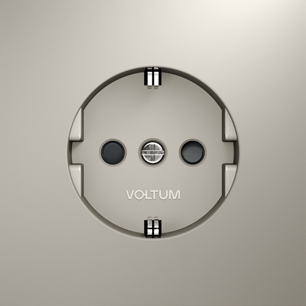 Розетка встраиваемая VOLTUM S70 с заземлением и защитными шторками, 16А, (кашемир)