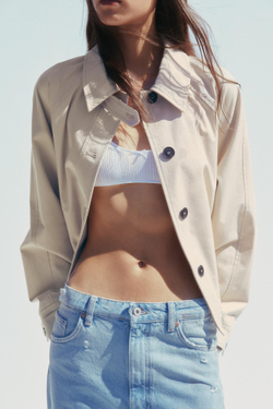 ZARA ДЖИНСЫ СО СРЕДНЕЙ ПОСАДКОЙ И РАЗРЕЗАМИ TRF BAGGY, ГОЛУБОЙ