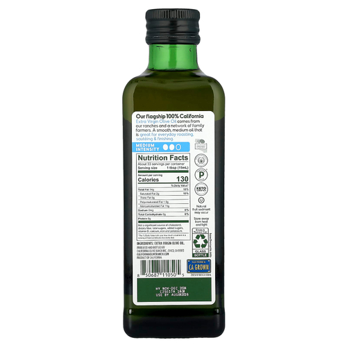 California Olive Ranch, 100% California, оливковое масло холодного отжима, 500 мл (16,9 жидк. Унции)