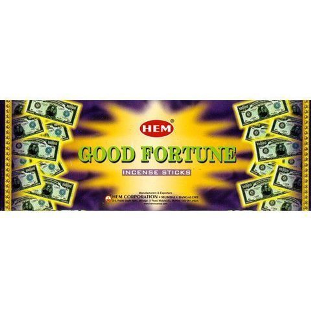 HEM Good Fortune шестигранник Благовоние Фортуна (рудракша, сандал, апельсин, бамбук)