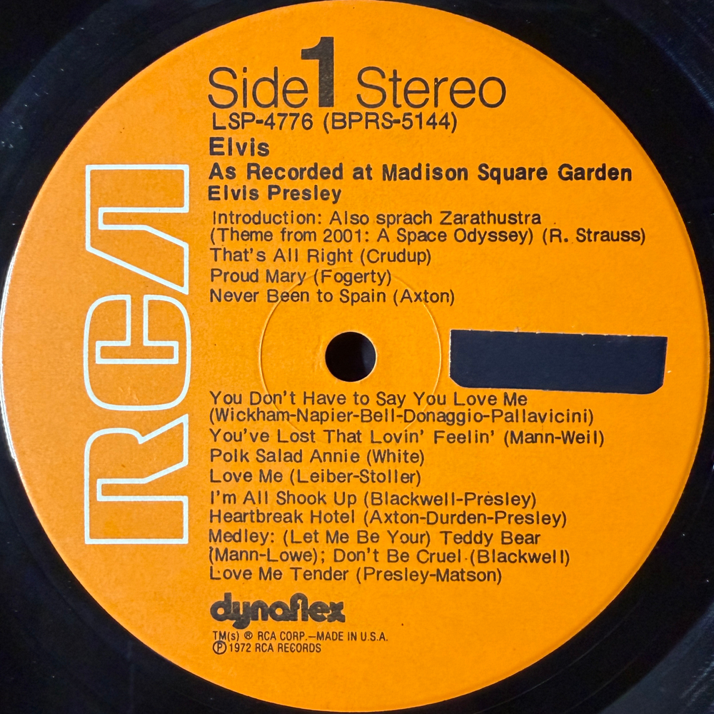 Elvis Presley ‎– Elvis As Recorded At Madison Square Garden (США 1972г.)