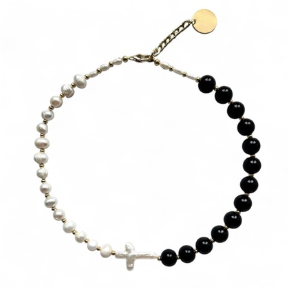 MOJNØ STUDIO Ожерелье gold GOD SAVE US pearl edition