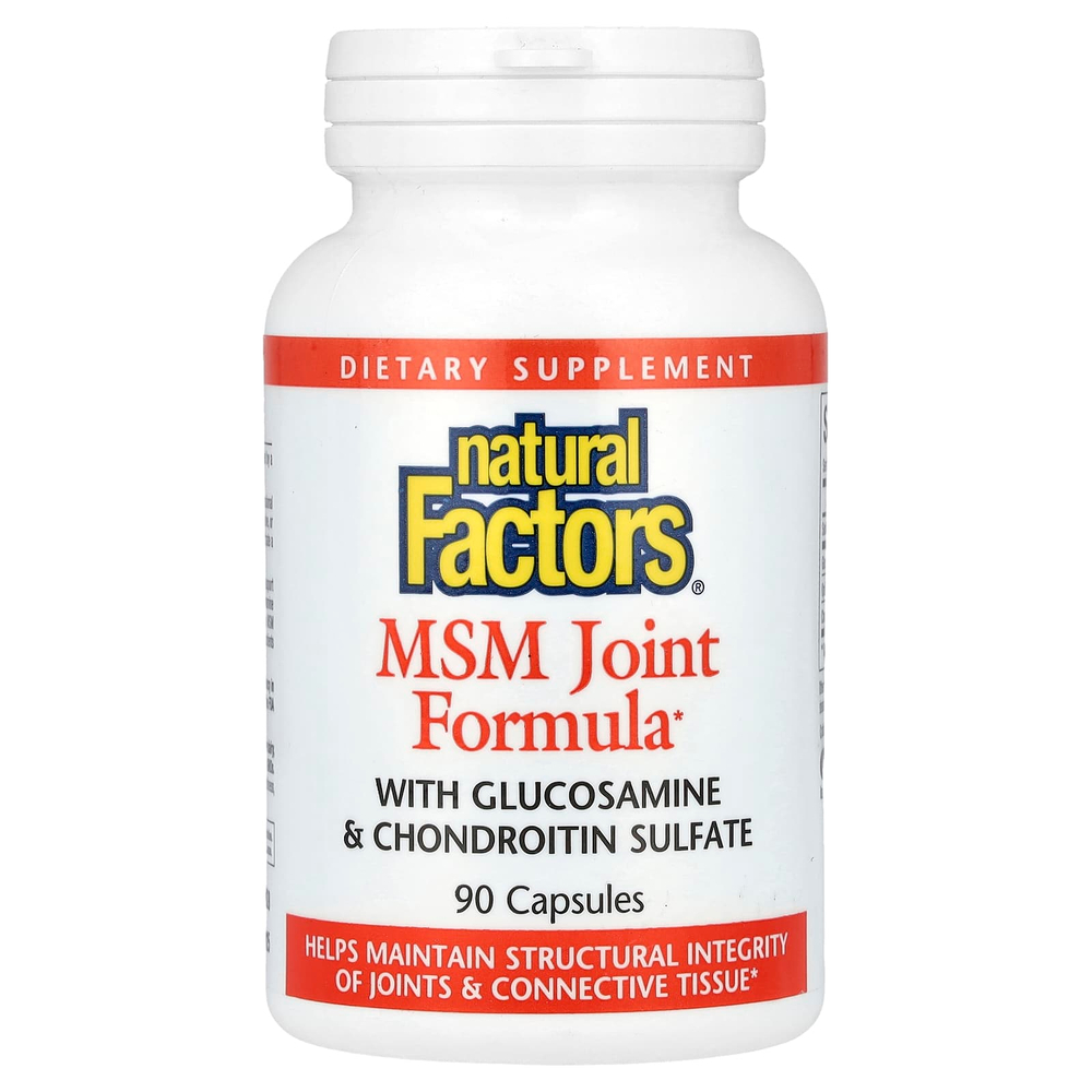 Natural Factors, средство для здоровья суставов с МСМ, глюкозамином и хондроитинсульфатом, 90 капсул