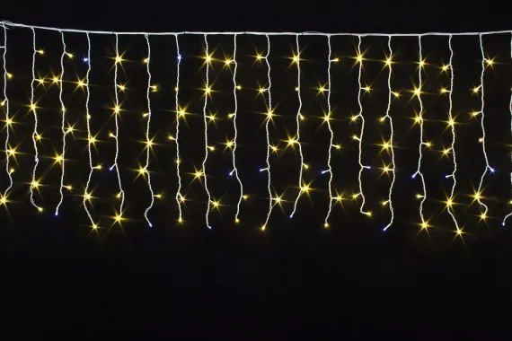 Светодиодный занавес с мерцающим диодом 5*0.7 м., 350 теплых белых LED ламп, белый провод, Winner Light (ww.03.6W.350+)