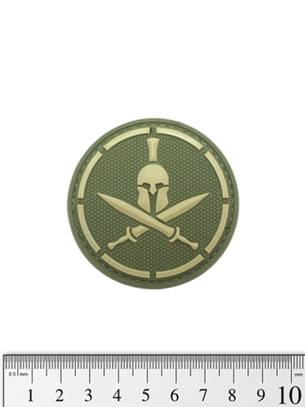 Шеврон Спартанец гекс Molon Labe PVC 6 см. Олива