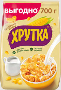Сухой завтрак Хрутка Хлопья кукурузные хрустящие, обогащённые кальцием, 700гр