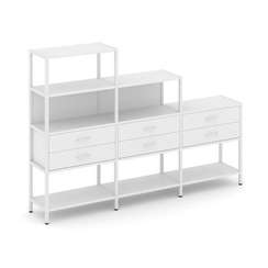 Shelf System Трехсекционный стеллаж четырех/трех/двухярусный с ящиками SN.STM-431 Белый/Металл Белый