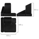 Подставка-органайзер BRAUBERG OFFICE STYLE, 4 отделения, 115×122×111 мм, черная, 5 штук в комплекте.