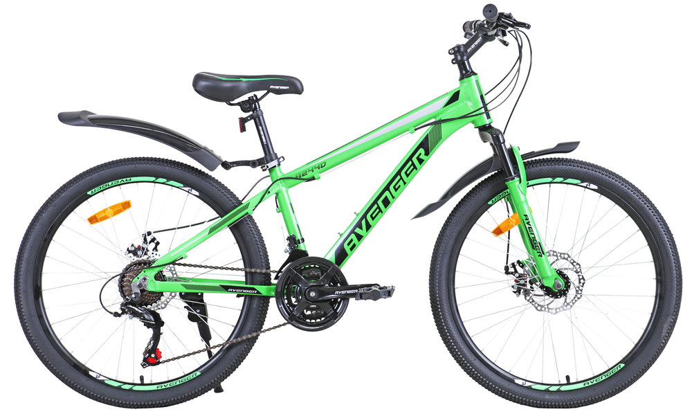 Велосипед 24" AVENGER A244D, зеленый/черный, 13"