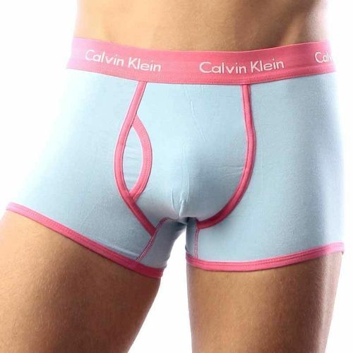 Мужские трусы хипсы светло-голубые с розовой резинкой Calvin Klein 365 Blue Pink Boxer CK16104