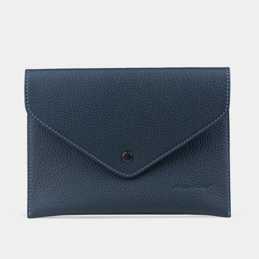 Конверт для хранения из кожи теленка, синего цвета