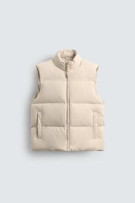 ZARA СТЕГАНЫЙ ЖИЛЕТ КЛАССИЧЕСКОГО КРОЯ, РЫЖЕВАТО-КОРИЧНЕВЫ