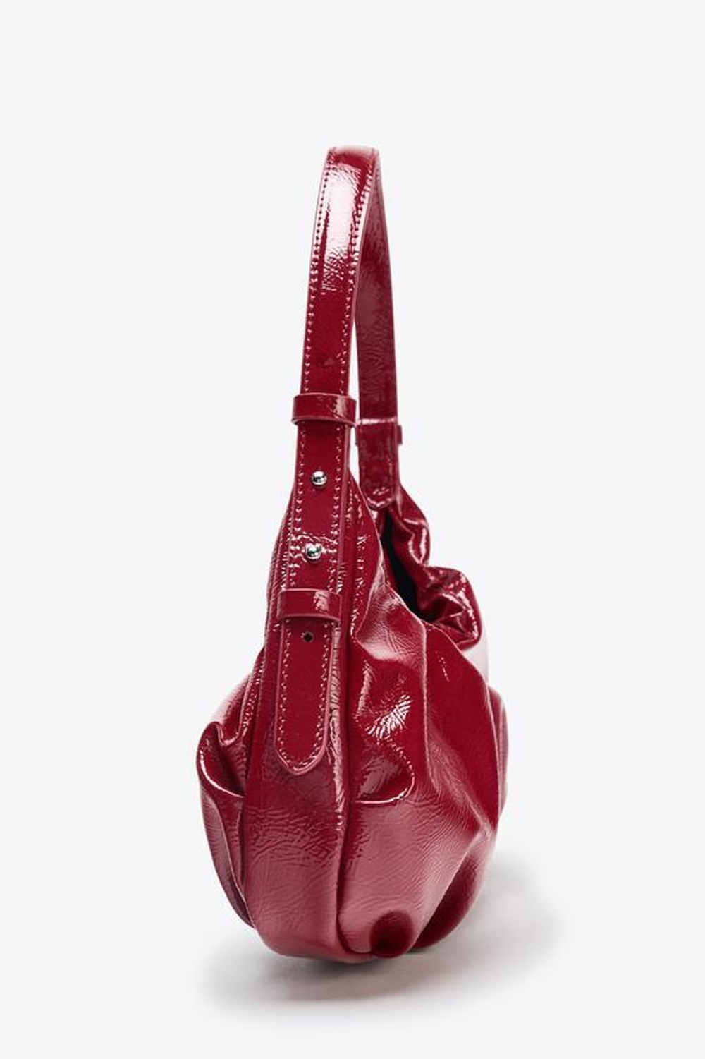 ZARA СУМКА СО СБОРКАМИ И ЭФФЕКТОМ КРАКЕЛЮРА, КРАСНЫЙ